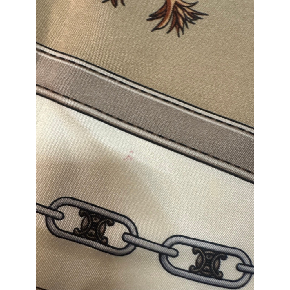 Women's Celine Beige & Brown Horse Print Silk Scarf One Size - Picture 5 of 7